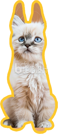 黄色可爱猫咪裁剪贴纸