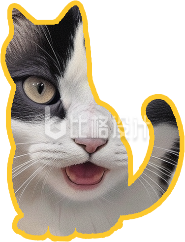 黄色可爱猫咪裁剪贴纸