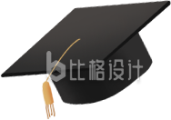 黑色手绘学士帽