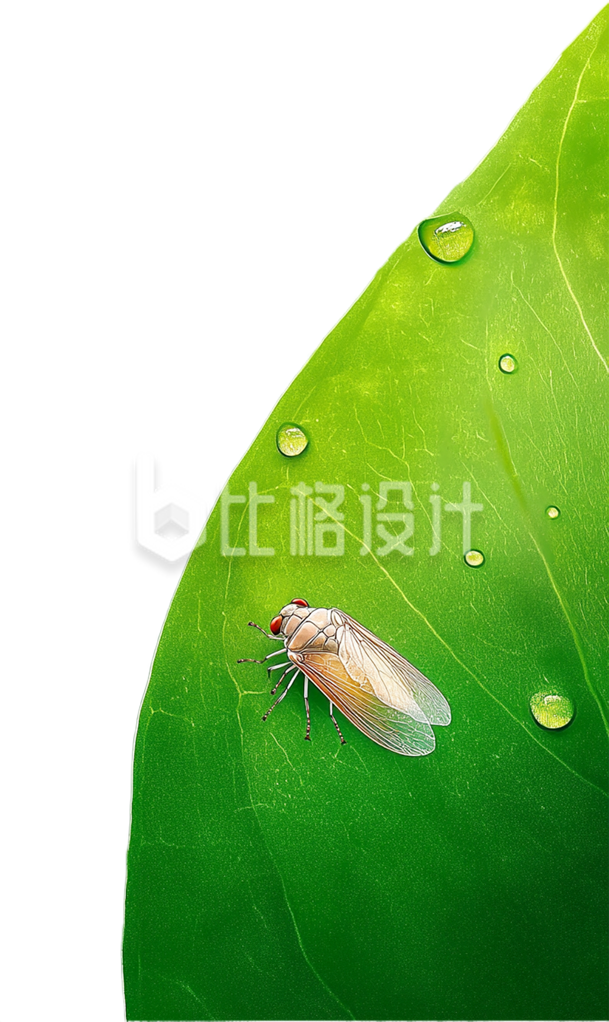 一片绿叶上的蝉