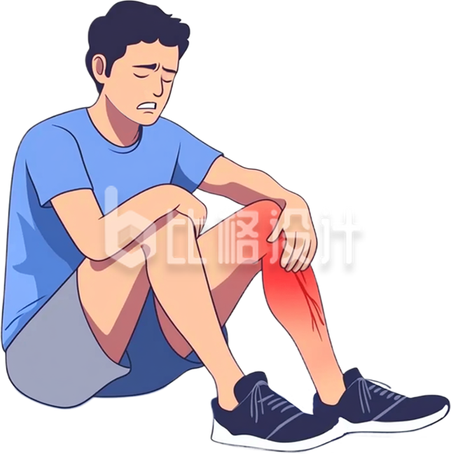 手绘腿部受伤的男性