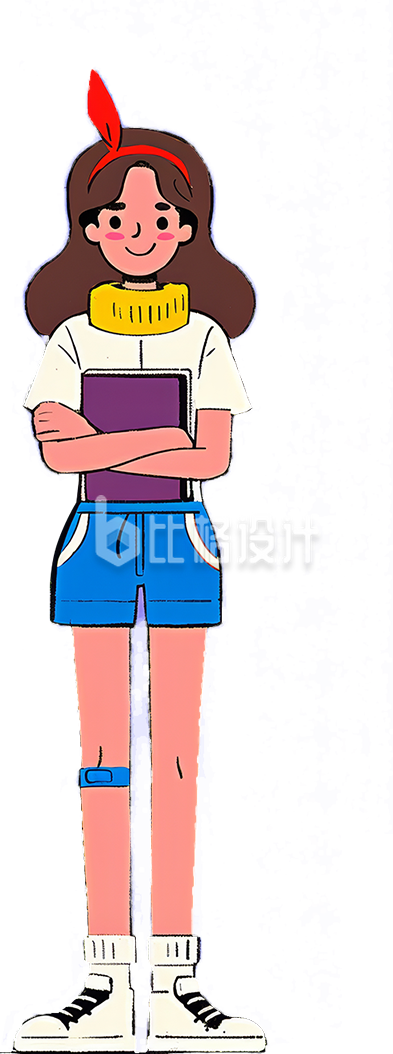 一个抱着书的小女孩