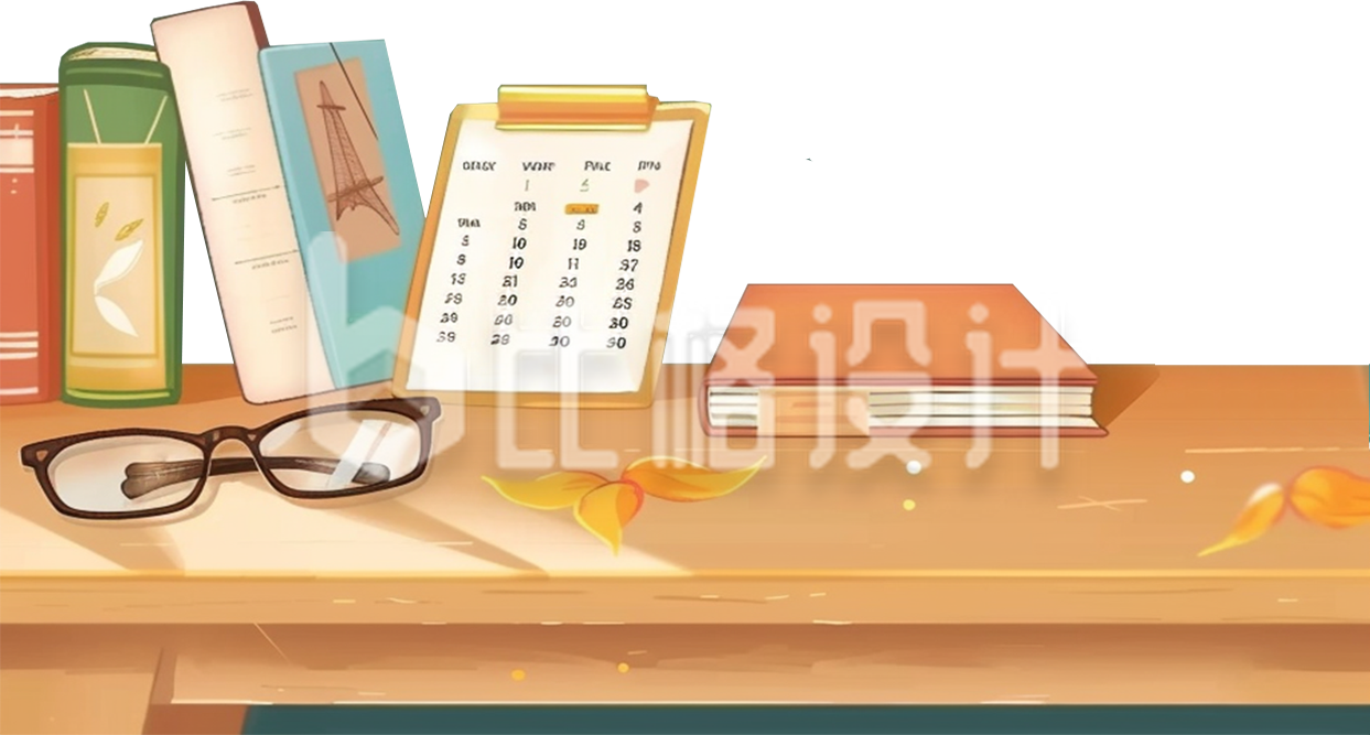 书桌上书籍喝眼镜