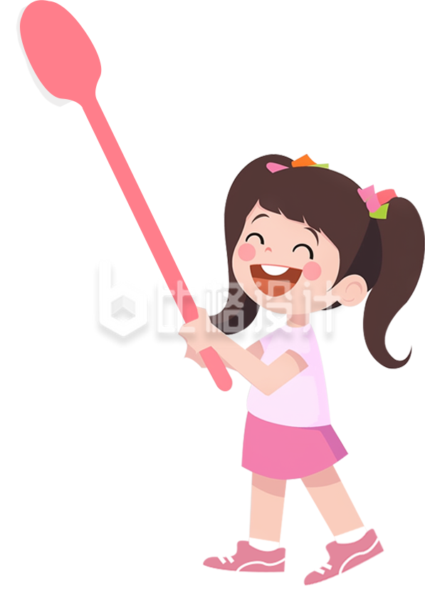 小女孩手拿牙刷爱护牙齿清洁牙齿手绘插画