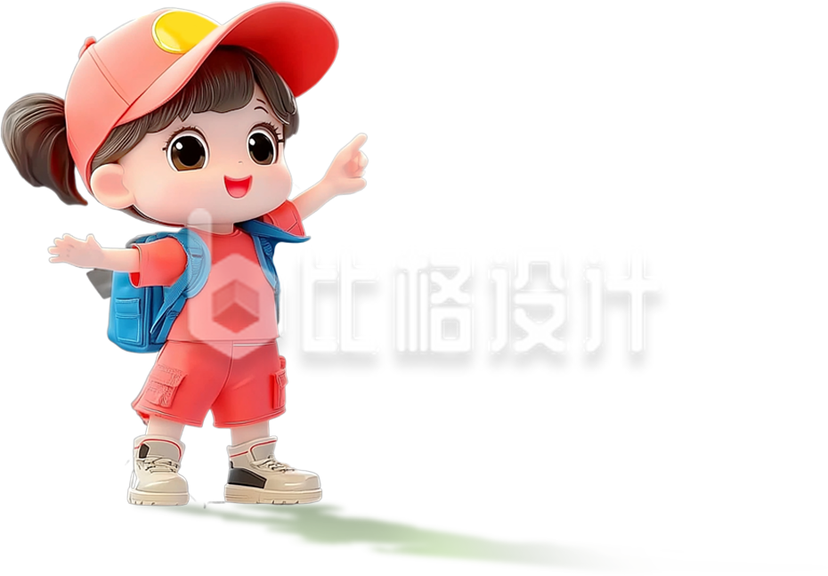 小女孩可爱3D新学期开学手绘插画