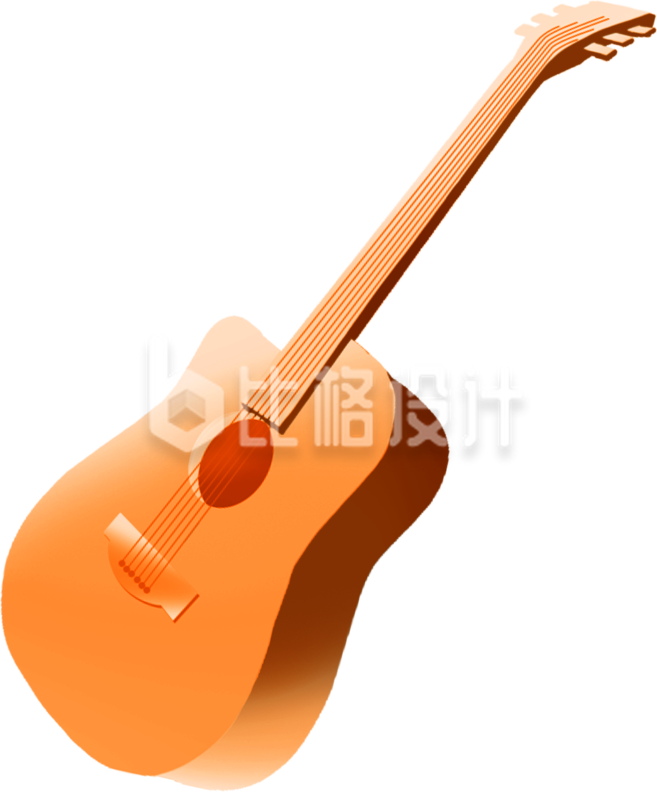 一把橙色渐变色的吉他