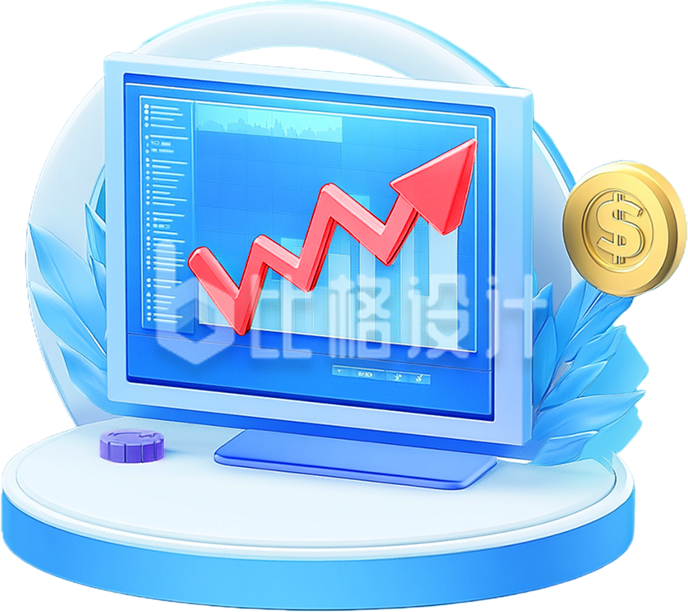 3D蓝色金融科技图标