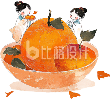小女孩吃柿子