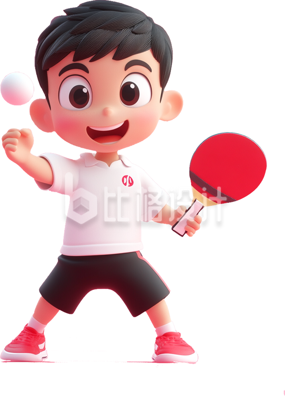 3D打乒乓球的小男孩