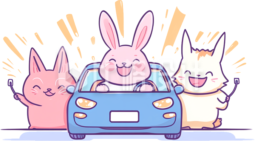 卡通兔子开车