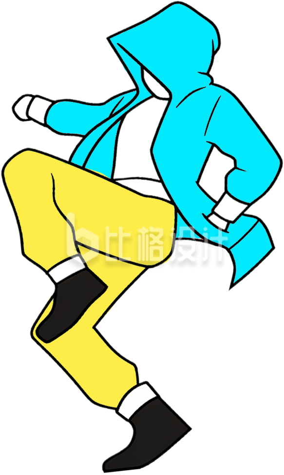 街舞人物手绘插画