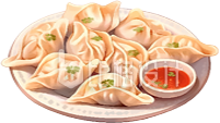 饺子美食手绘插画