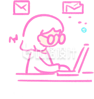 手绘风小女孩在工作