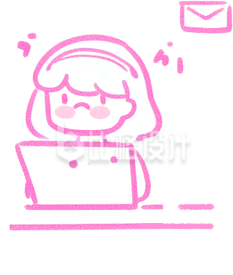 手绘风小女孩在思考