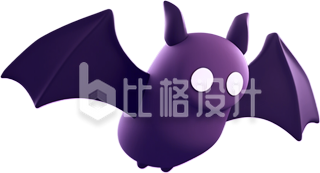 可爱的蝙蝠3D手绘插画