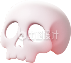 骷髅头手绘3D插画