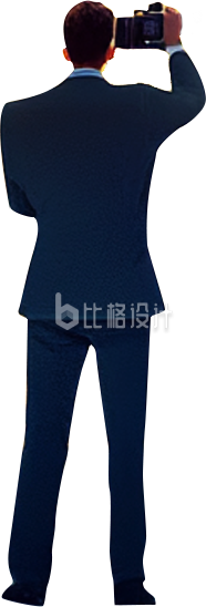 手绘男记者背影