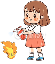 手绘小女孩灭火