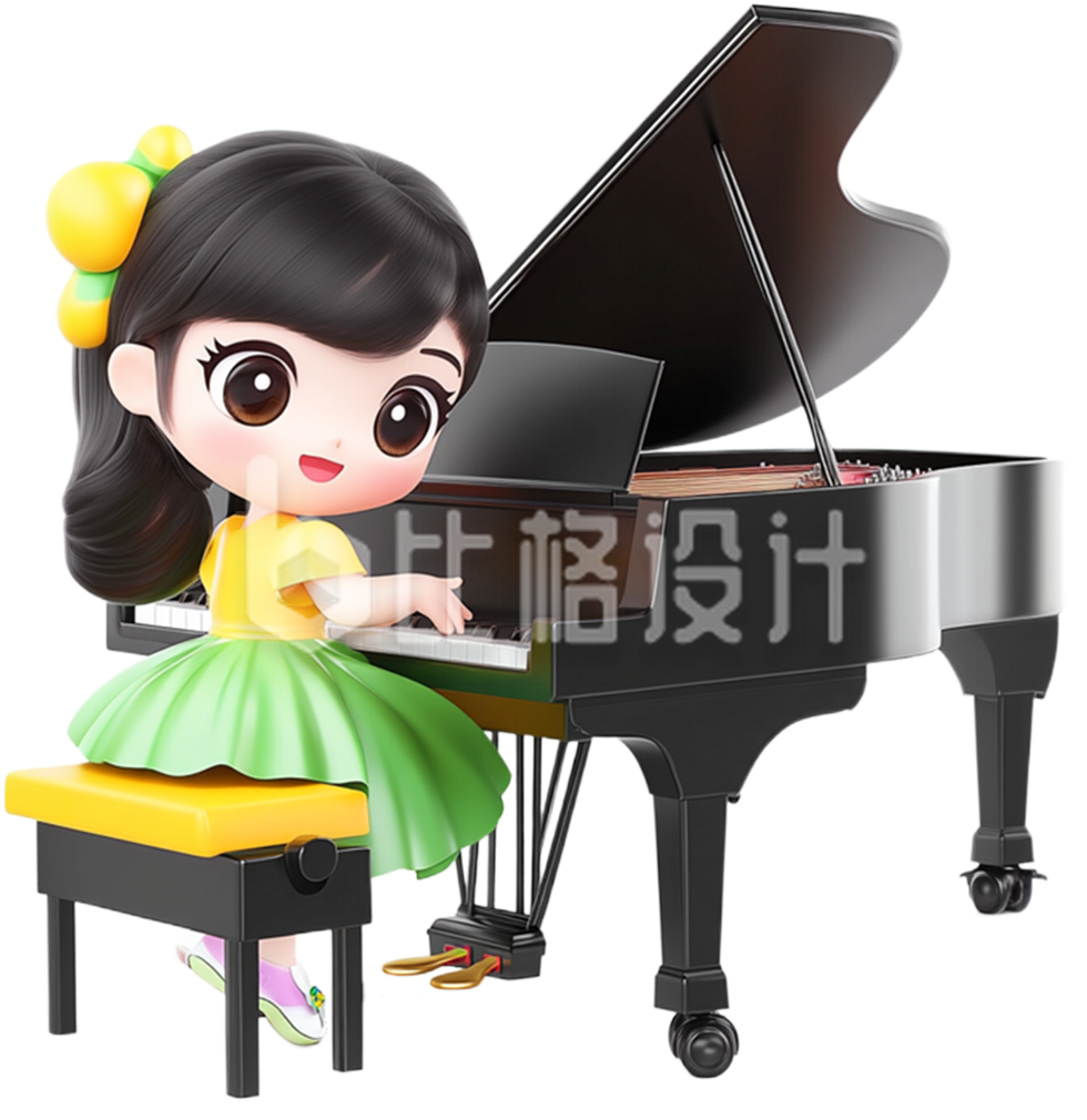 3D小女孩在弹钢琴