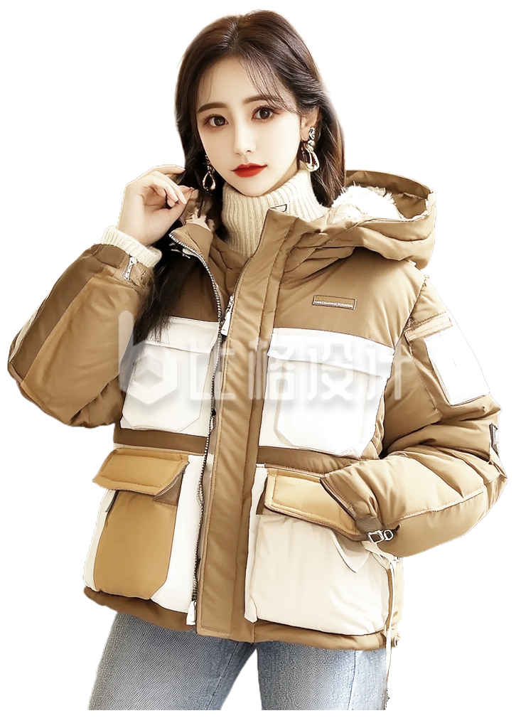 身穿羽绒服的女生