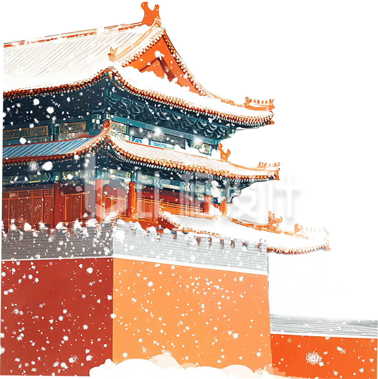 手绘故宫建筑