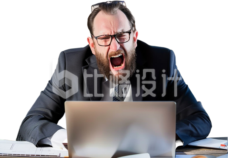 打工人发疯生气实景职场免抠图片