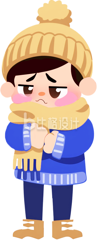 冬天防寒保暖降温手绘小男孩插画