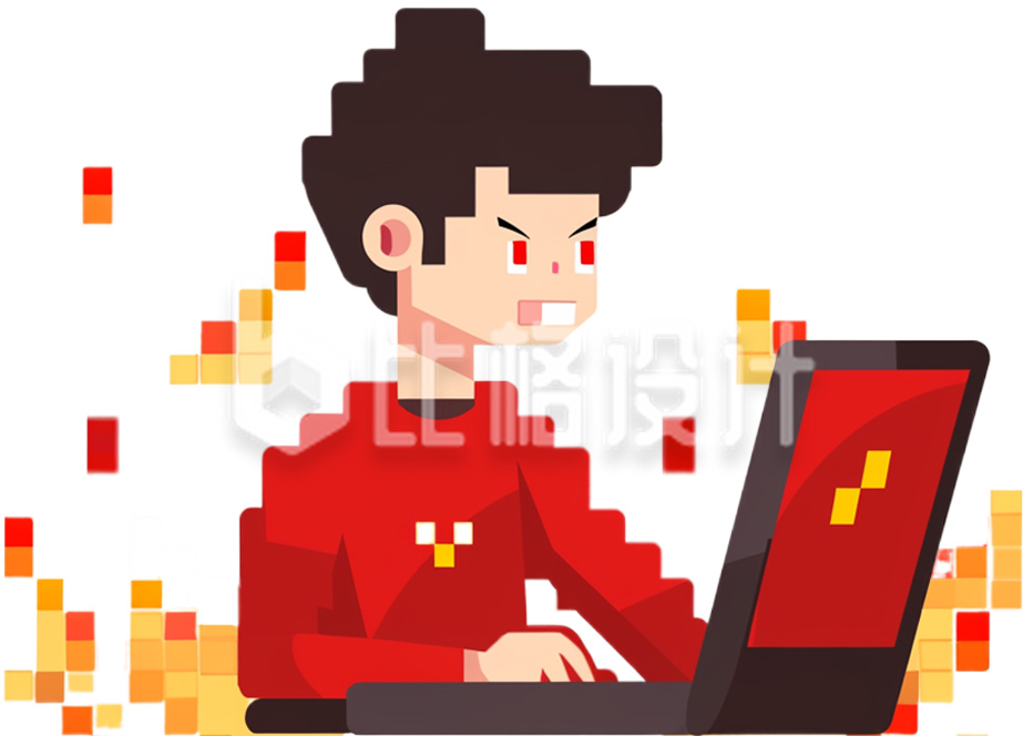 像素风男生在工作