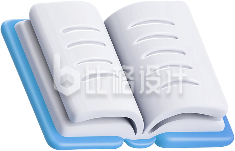 3D蓝色教育学习书本手绘插画