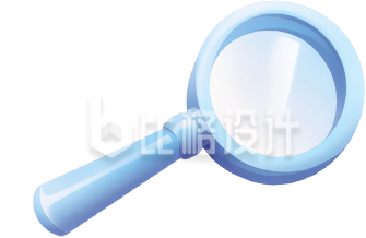 生活用品放大镜3D蓝色手绘插画 生活用品放大镜3D蓝色手绘插画
