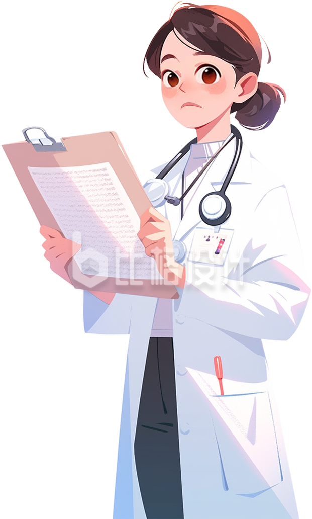 白大褂女性医生手绘插画
