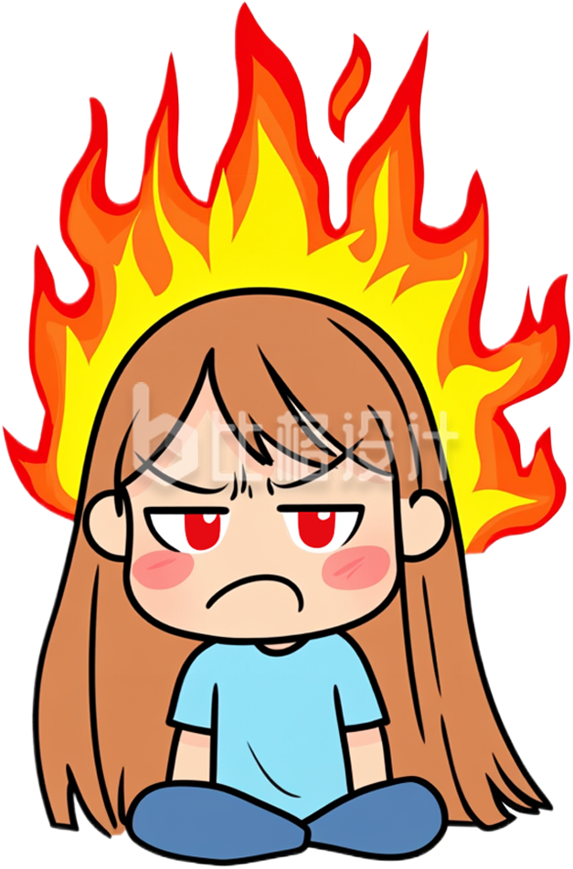 愤怒发火的小女孩