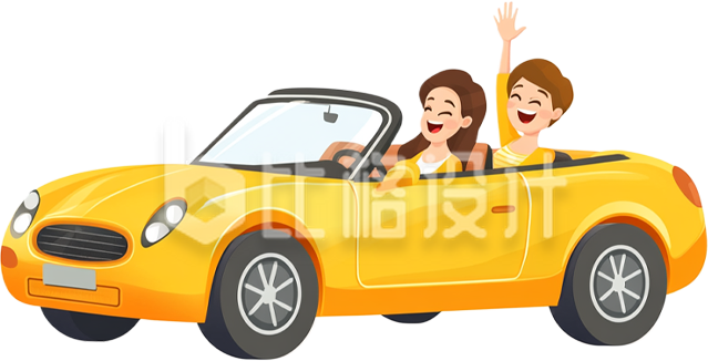 手绘驾驶黄色汽车