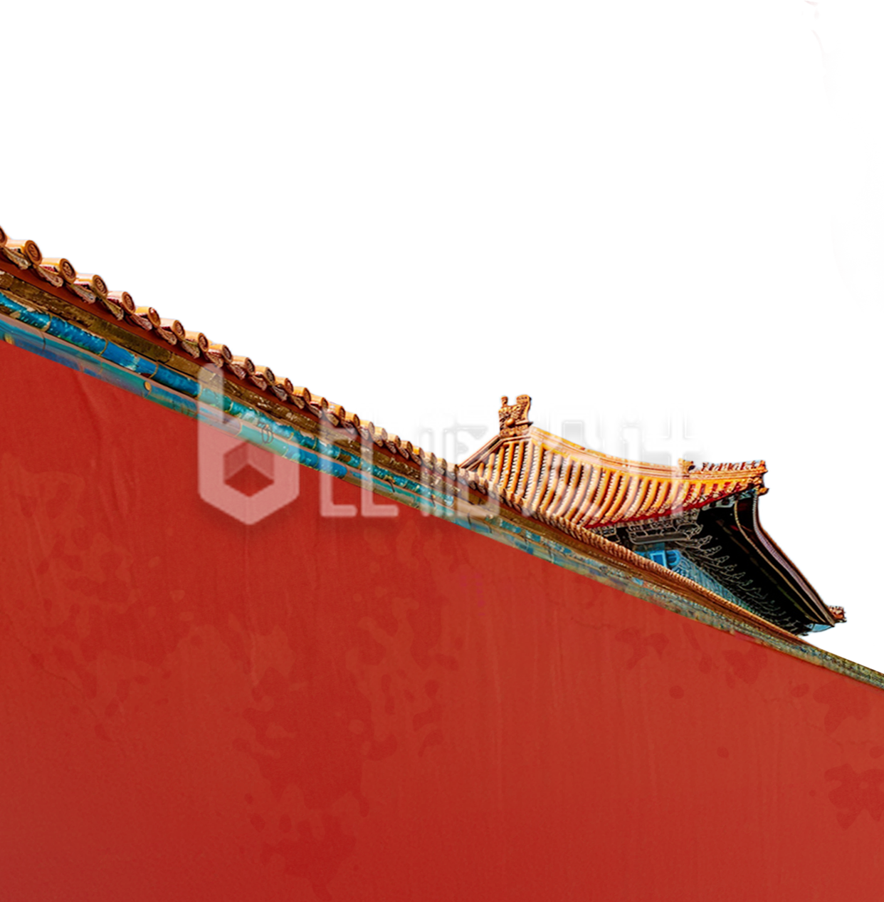 红色红墙中国风故宫实景免抠图片