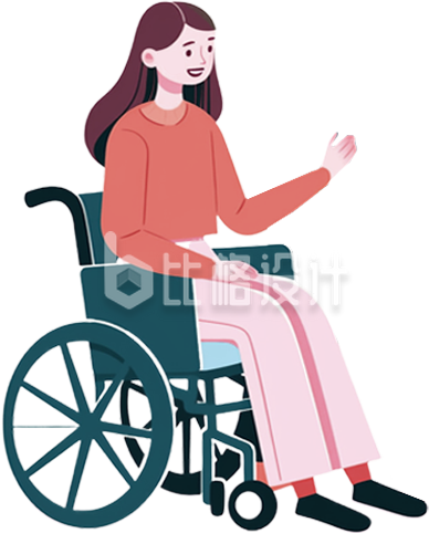坐轮椅小女孩残疾人手绘插画 坐轮椅小女孩残疾人手绘插画