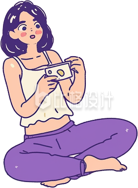 一个坐着的女孩玩手机