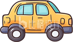 手绘黄色汽车