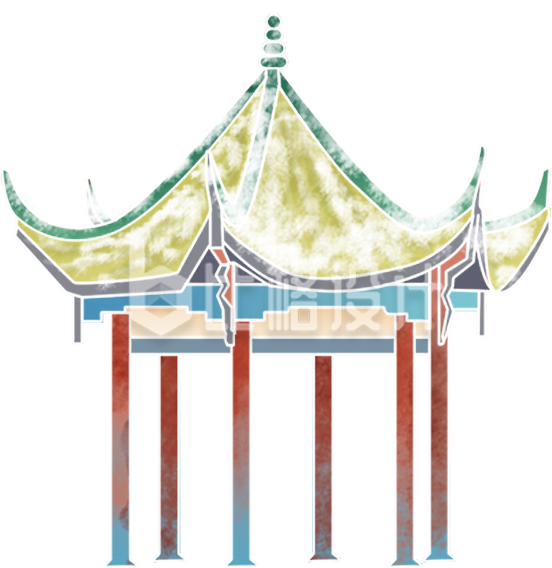 亭子手绘