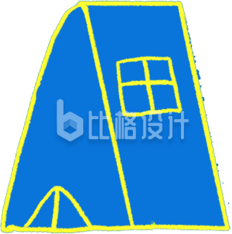 蓝色帐篷手绘