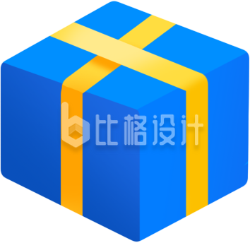 蓝色礼盒礼物手绘