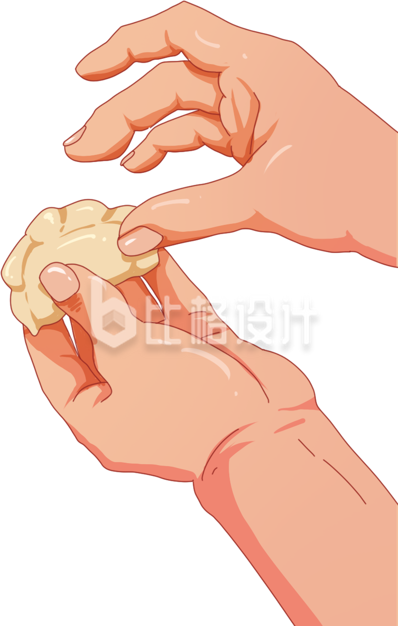 手包饺子插画