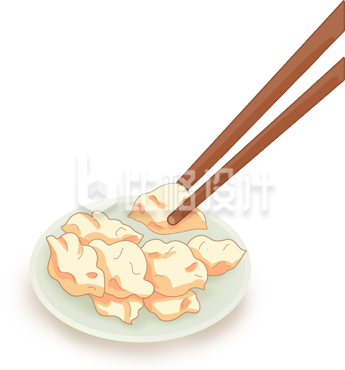 夹饺子插画