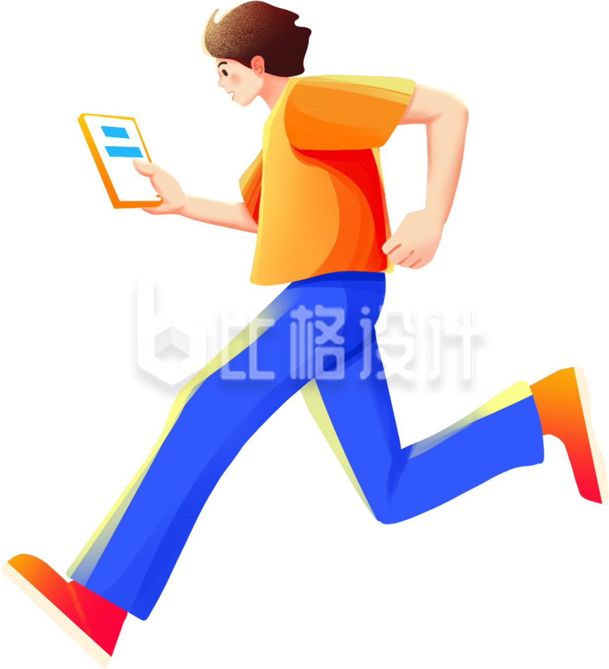 奔跑着男生手绘插画