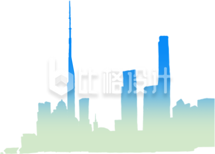 城市建筑手绘剪影