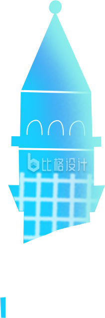 蓝色建筑房顶手绘