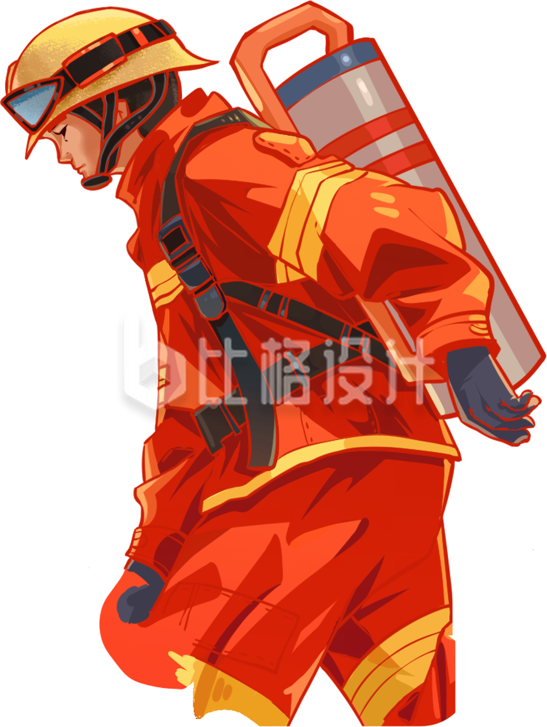 消防员手绘插画