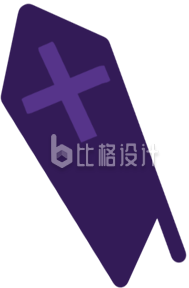 紫色万圣节棺材十字架墓碑