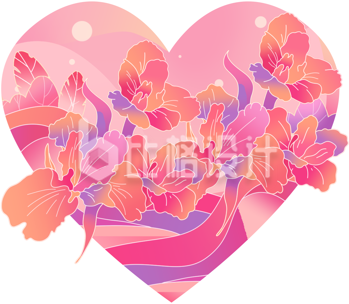艾滋病日爱心鲜花插画