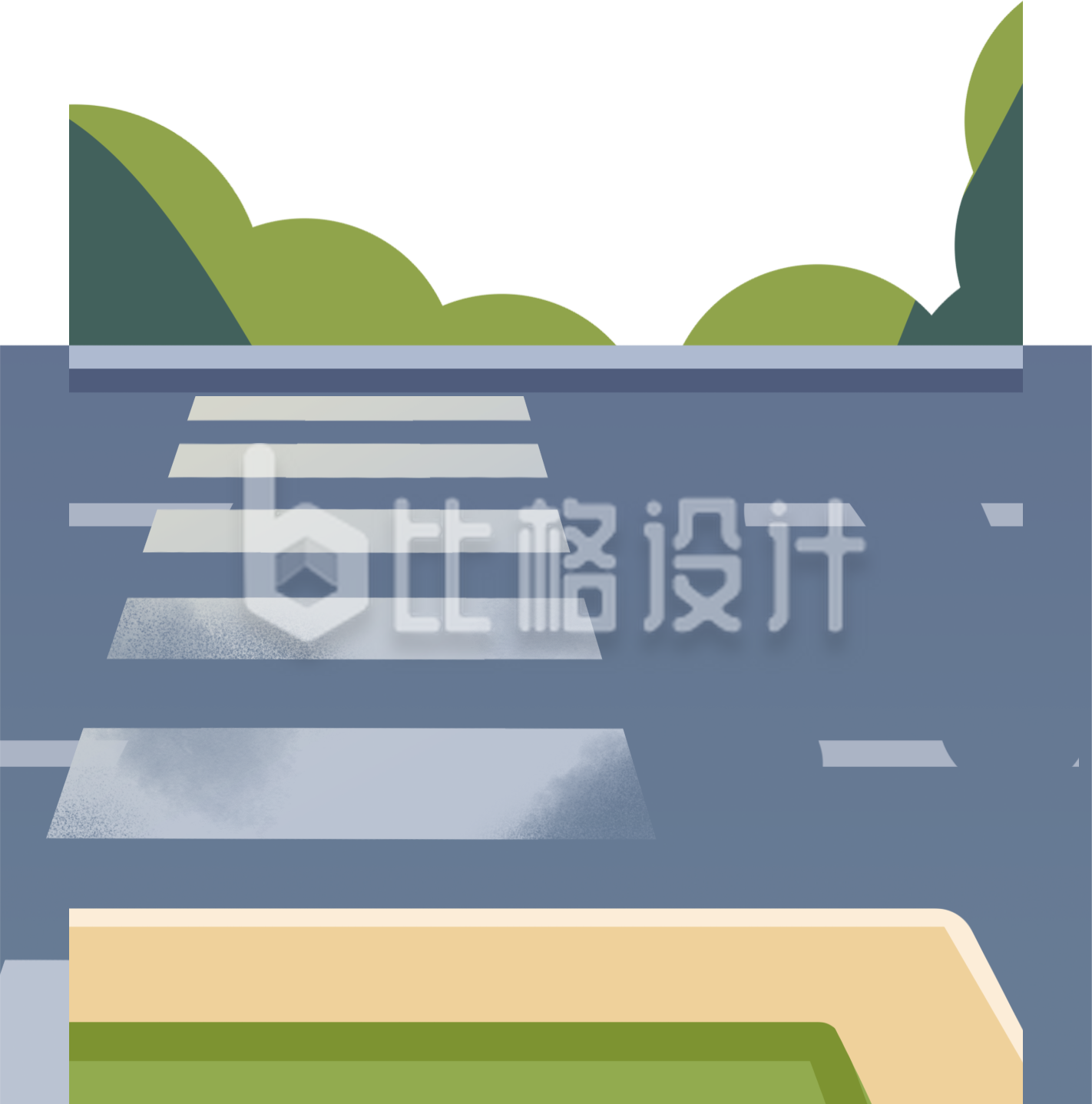 斑马线手绘插画