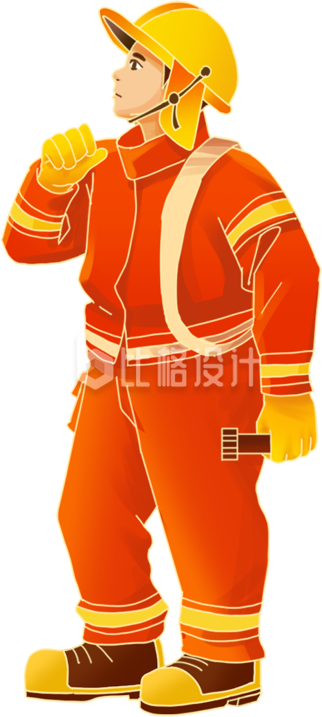 消防员手绘插画